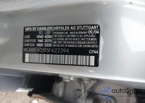 2005 Mercedes-Benz C 230 Kompressor Sport z USA, uszkodzony, nr VIN WDBRF40J95F622394